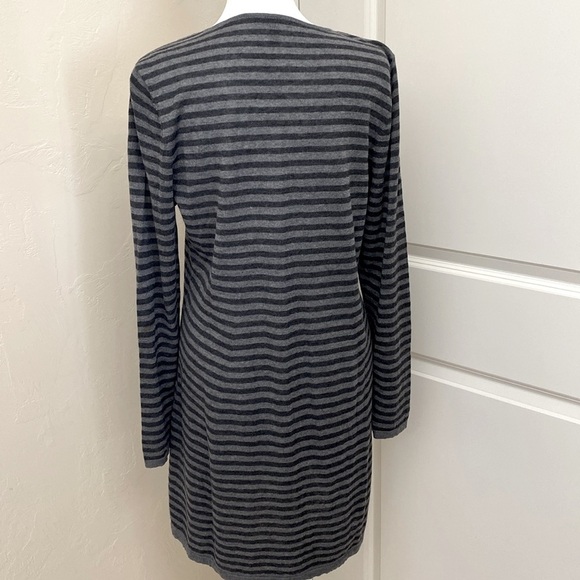 Eileen Fisher Wool/Alpaca Sweater Tunic Womens M Grey stripe Lagenlook longline - Picture 2 of 7